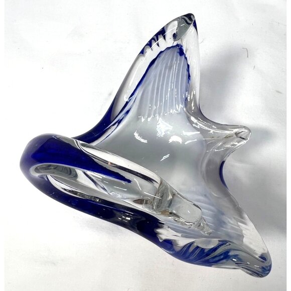 Handcrafted Glass Swan Elegant Clear & Blue Art Decor For Home - Picture 5 of 7